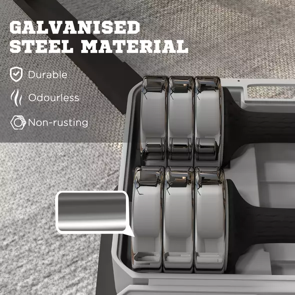 SPORTNOW Adjustable Dumbbells Weights Set with Storage Box, 10kg x 2 - 6