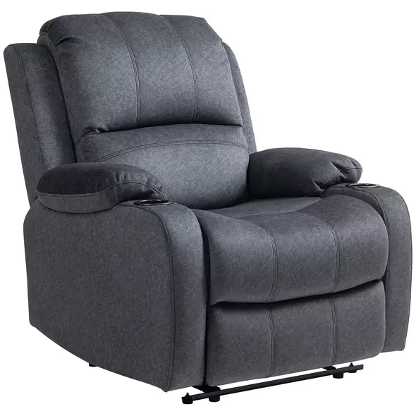 HOMCOM Microfibre Manual Reclining Armchair, with Footrest - Black - 1