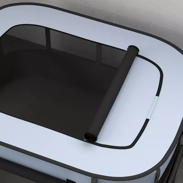 PawHut Foldable Dog Pen with Storage Bag for Indoor/Outdoor Use, Portable Pet playpen, with Ground Stakes - Grey - 9