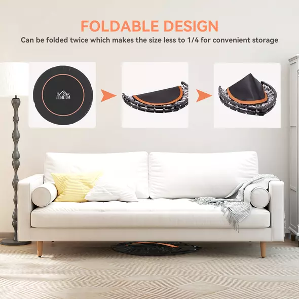 HOMCOM 45" Foldable Mini Fitness Trampoline, with Adjustable Foam Handle, Orange - 5