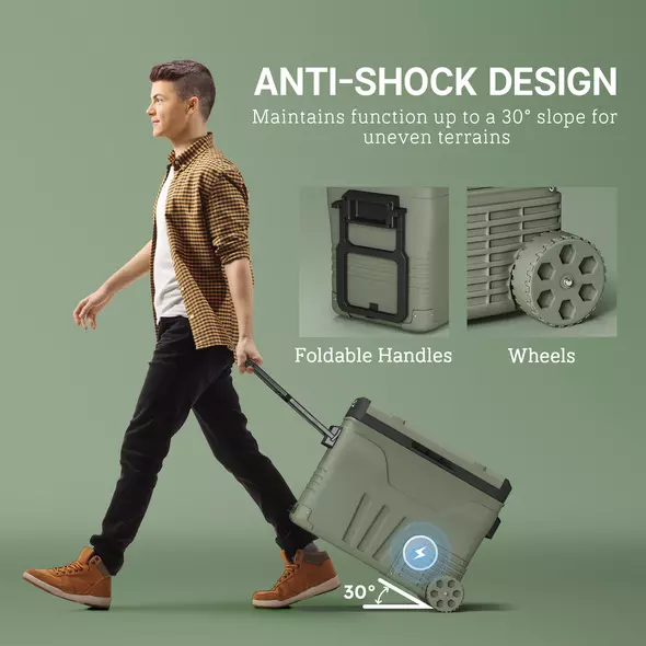 Outsunny 45L Two Compartment Car Fridge Cooler - Green - 8