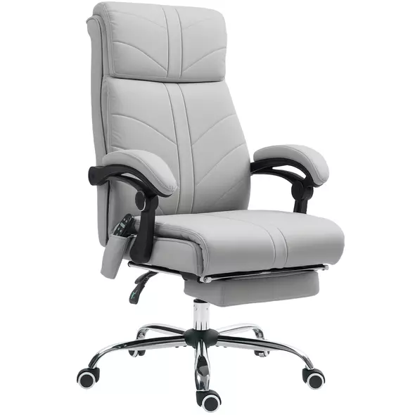 Vinsetto Faux Leather Massage Office Chair - Light Grey - 1