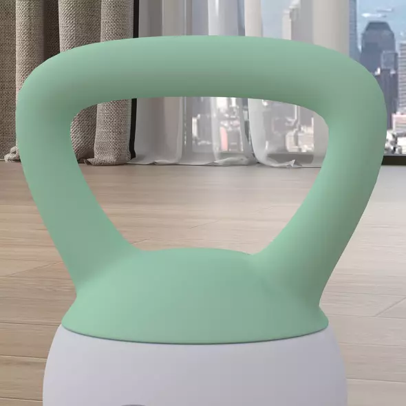 SPORTNOW 4kg/6kg/8kg/10kg Soft Kettlebell, Kettle Bell with Non-Slip Handle, for Home Gym, Strength Training, Cardio - Grey and Green - 7