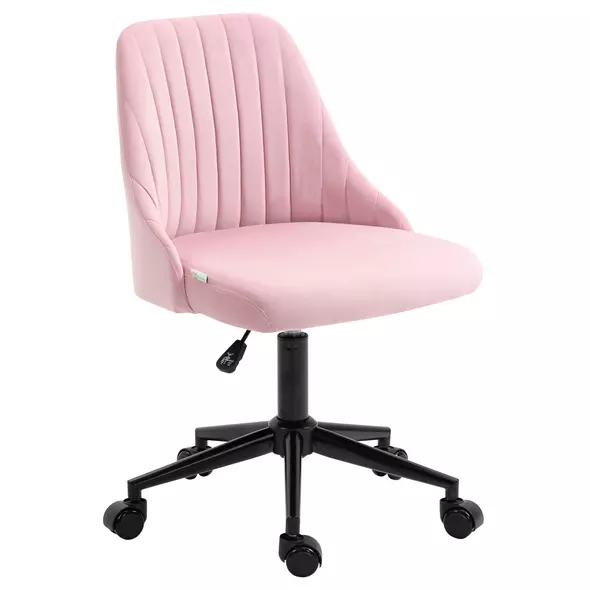 Vinsetto Velvet-Feel Armless Office Chair - Pink - 1