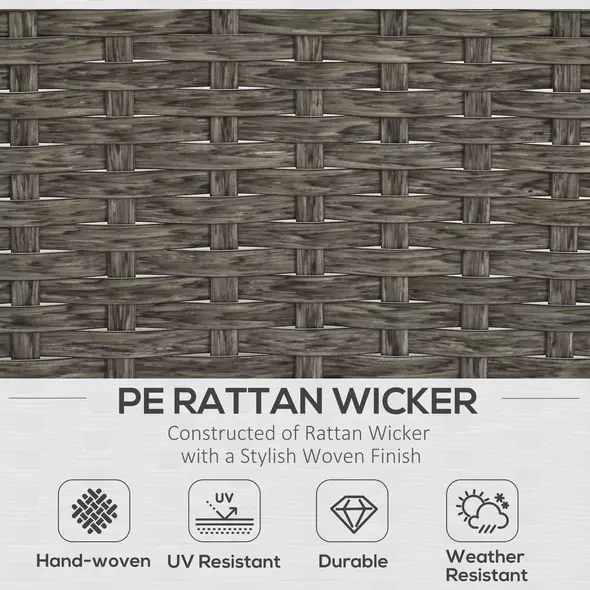 Outsunny 5 Pieces PE Rattan Garden Furniture Set, Wicker Outdoor Sofa Set w/ 2 Armchairs 2 Stools Glass Top Table Cushions, Blue - 4