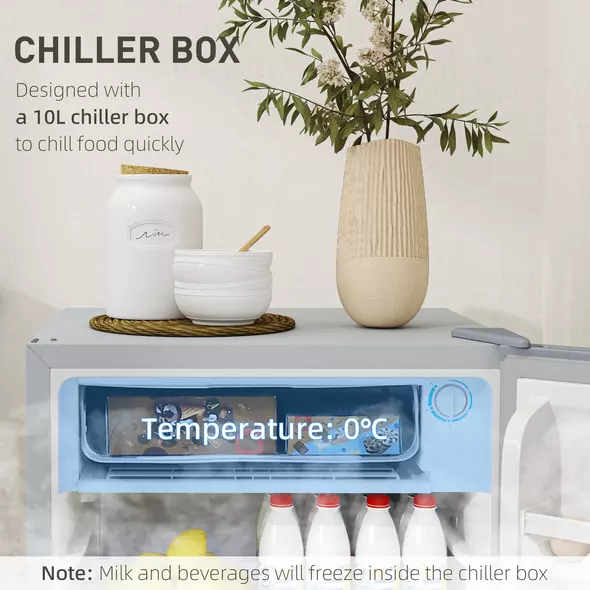 HOMCOM 91L Freestanding Under-Counter Fridge with Lock - Grey - 5