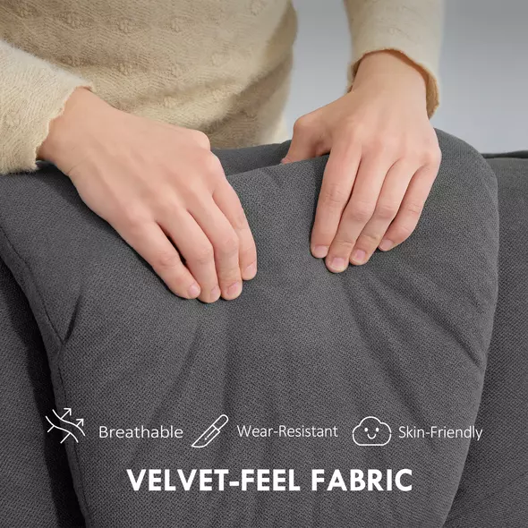 HOMCOM Swivel Recliner Chair with Footstool - Charcoal Grey Velvet - 7