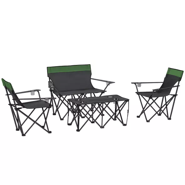 Outsunny Four-Piece Portable Picnic Table Set - Green - 1