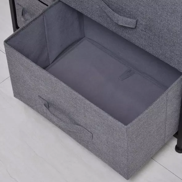 HOMCOM Chest of Drawers with 7 Drawers, Fabric Drawers with Large Storage Space, Drawers Dresser with Metal Frame, Adjustable Feet for Bedroom Living Room, Dark Grey - 7