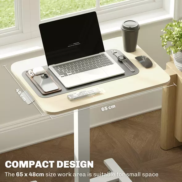 Vinsetto 68-108cm Height Adjustable Work Desk - Wood-Effect/White - 6