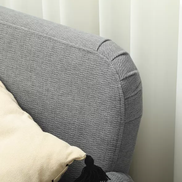 HOMCOM Velvet Feel Fabric 2 Seater Sofa, Small Sofa Loveseat with 21cm Thick Padding and Wood Legs, Grey - 8