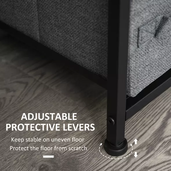 HOMCOM Chest of Drawers with 7 Drawers, Fabric Drawers with Large Storage Space, Drawers Dresser with Metal Frame, Adjustable Feet for Bedroom Living Room, Dark Grey - 5