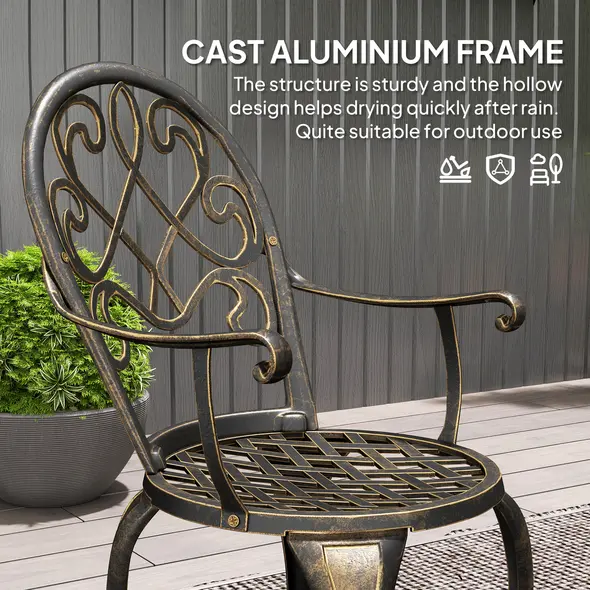 Outsunny Three-Piece Elegant Aluminium Garden Set - Bronze Tone - 5