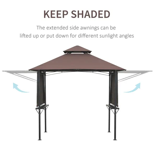 Outsunny 2.4 x 1.5 m (8' x 5') Grill Gazebo Canopy with Extendable Side Awnings, Outdoor BBQ Gazebo Shelter with 2 Side Shelves for Garden, Patio, Barbecue, Picnic, Coffee - 4