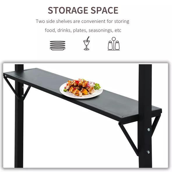 Outsunny 2.4 x 1.5 m (8' x 5') Grill Gazebo Canopy with Extendable Side Awnings, Outdoor BBQ Gazebo Shelter with 2 Side Shelves for Garden, Patio, Barbecue, Picnic, Coffee - 6