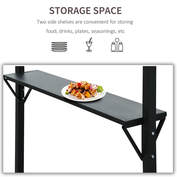 Outsunny 2.4 x 1.5 m (8' x 5') Grill Gazebo Canopy with Extendable Side Awnings, Outdoor BBQ Gazebo Shelter with 2 Side Shelves for Garden, Patio, Barbecue, Picnic, Coffee - 6