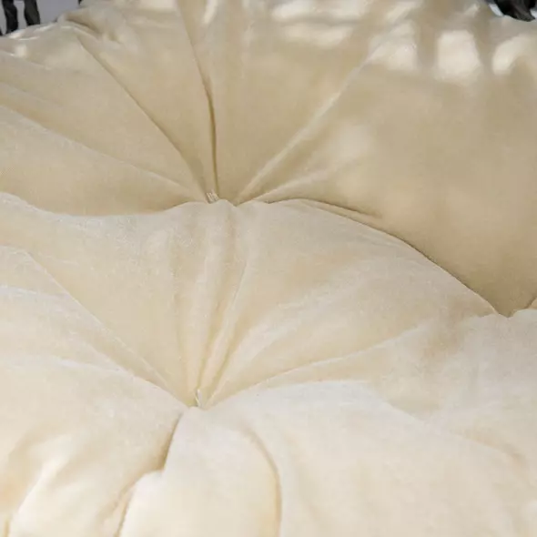 PawHut Rattan Elevated Cat Bed House Kitten Basket Ball Shaped Pet Furniture w/ Removable Cushion - Silver-Tone and Grey - 9