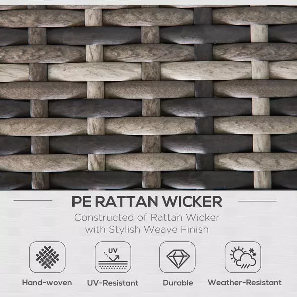 Outsunny Outdoor PE Rattan Corner Sofa, Garden Wicker Furniture Single Sofa Chair w/ Cushions, Deep Grey - 4