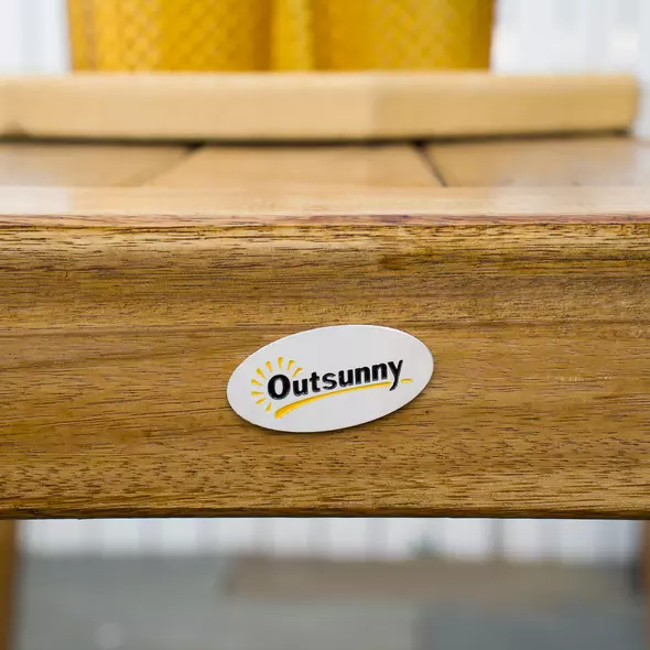 Outsunny 3 Pieces Picnic Bench Set with Table and 2 Benches, Acacia wood Dining Trestle Beer Table and Seat,  Natural Wood Finish - 9