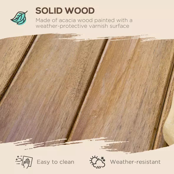 Outsunny 3 Pieces Picnic Bench Set with Table and 2 Benches, Acacia wood Dining Trestle Beer Table and Seat,  Natural Wood Finish - 5