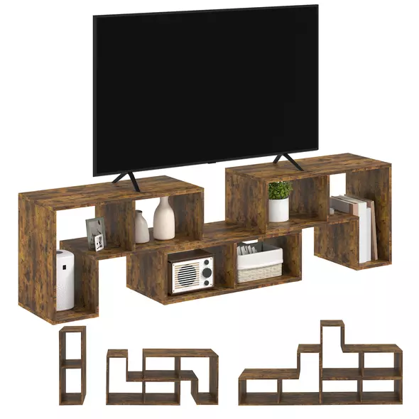 HOMCOM Three-Block Modular TV Stand - Rustic Brown - 8