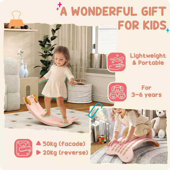 AIYAPLAY Balance Board for Kids Balance Training & Sensory Play, Pink - 6