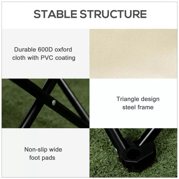 Outsunny Camping Chair, Lightweight Folding Chair with Carrying Bag and Storage Pocket, Perfect for Festivals, Fishing, Beach and Hiking, White - 6