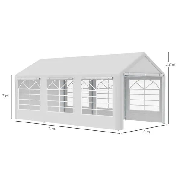 Outsunny 6m x 3m Garden Gazebo Marquee Wedding Shelter Level 4 Wind Protection, White - 3