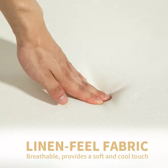 HOMCOM Two-Seater Linen-Look Sofa - Cream - 5