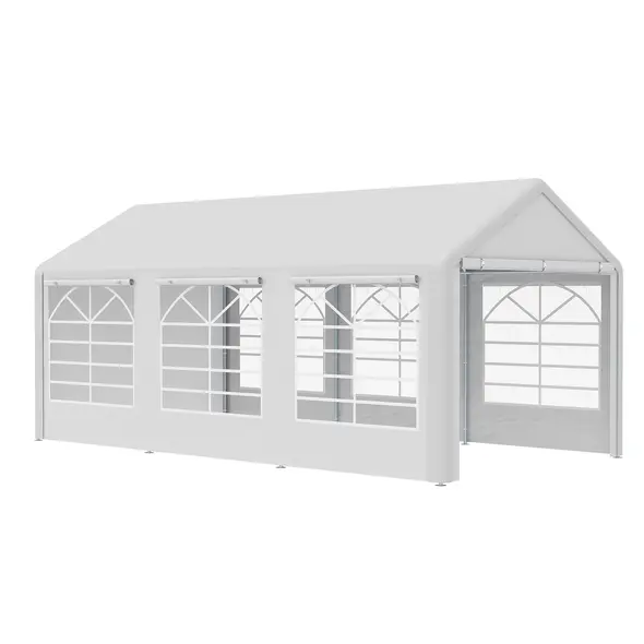Outsunny 6m x 3m Garden Gazebo Marquee Wedding Shelter Level 4 Wind Protection, White - 1