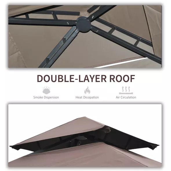 Outsunny 2.4 x 1.5 m (8' x 5') Grill Gazebo Canopy with Extendable Side Awnings, Outdoor BBQ Gazebo Shelter with 2 Side Shelves for Garden, Patio, Barbecue, Picnic, Coffee - 5