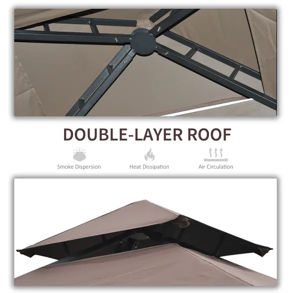 Outsunny 2.4 x 1.5 m (8' x 5') Grill Gazebo Canopy with Extendable Side Awnings, Outdoor BBQ Gazebo Shelter with 2 Side Shelves for Garden, Patio, Barbecue, Picnic, Coffee - 5