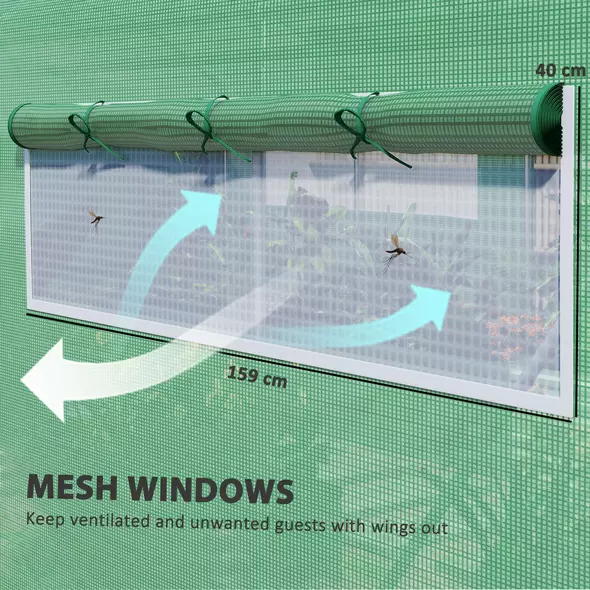 Outsunny 19 x 9.8ft Walk-In Polytunnel Greenhouse - Green - 5