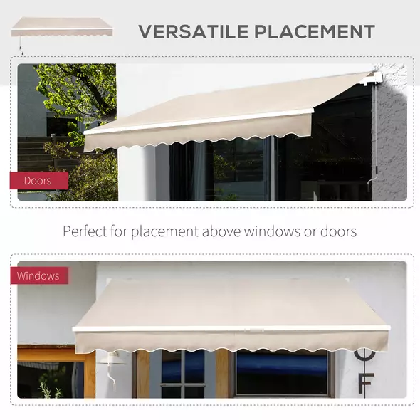 Outsunny Manual Retractable Awning, 3x2.5 m-Ivory White - 6