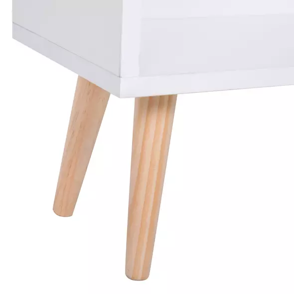 HOMCOM Sideboard Bookshelf Free Standing Bookcase Shelves Unit Display Storage Cabinet w/ Adjustable Shelves, Wooden Leg, Two Doors, White - 9