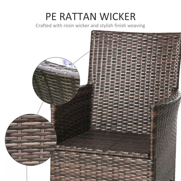 Outsunny 4 PC Rattan Chair Set, Patio Sofa Chairs Set, Cushioned Outdoor Rattan Furniture - 7