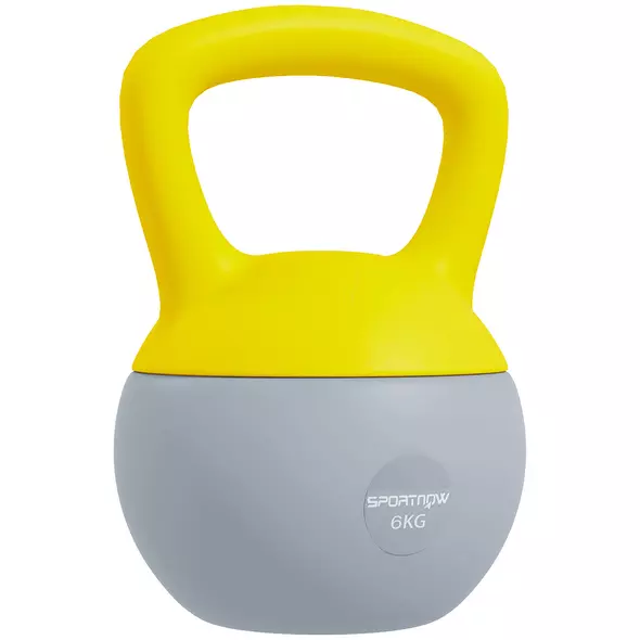 SPORTNOW 6KG Soft Kettlebell, Kettlebell with Non-Slip Handle for Home Gym, Weight Lifting, Strength Training, Yellow/Grey - 1