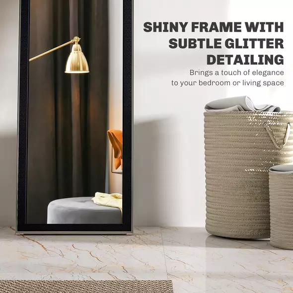 HOMCOM Glitter Frame Full-Length Mirror - Black - 7