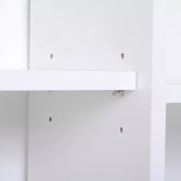 HOMCOM Sideboard Bookshelf Free Standing Bookcase Shelves Unit Display Storage Cabinet w/ Adjustable Shelves, Wooden Leg, Two Doors, White - 7