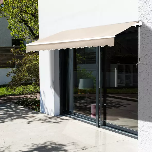 Outsunny Manual Retractable Awning, 3x2.5 m-Ivory White - 2