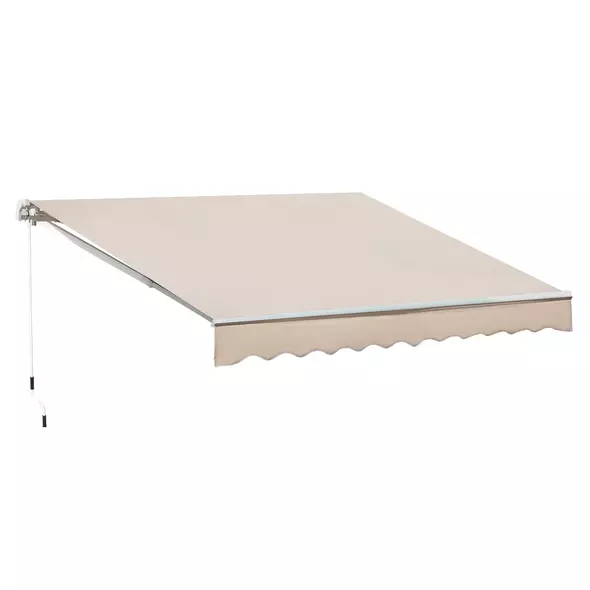 Outsunny Manual Retractable Awning, 3x2.5 m-Ivory White - 1