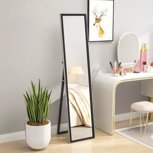 HOMCOM Glitter Frame Full-Length Mirror - Black - 2