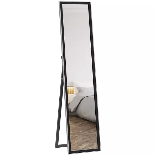 HOMCOM Glitter Frame Full-Length Mirror - Black - 1