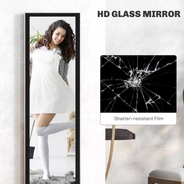 HOMCOM Glitter Frame Full-Length Mirror - Black - 5