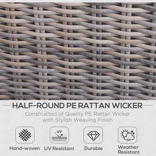 Outsunny 5 Piece Rattan Garden Furniture Set w/ 10cm Thick Cushions, Aluminium Frame Wicker Outdoor Balcony Sofa Set with Corner Armchairs, Ottomans, and Glass Top Table, Mixed Brown - 4