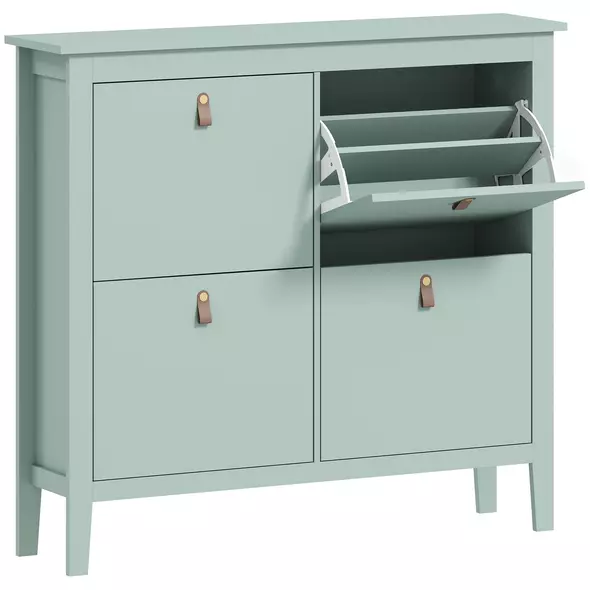 HOMCOM Modern Four-Drawer Shoe Cabinet - Green - 1