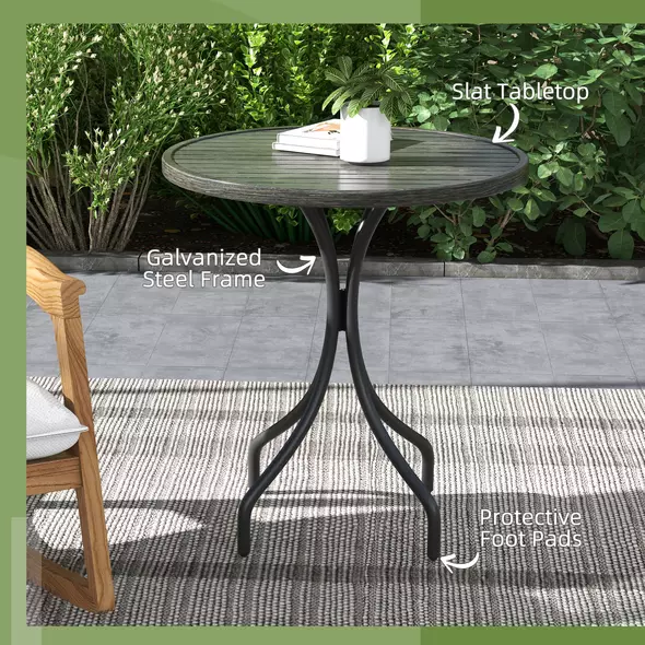 Outsunny Φ66cm Galvanised Steel Garden Table - Grey - 5