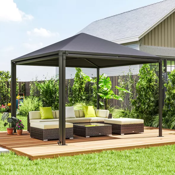 Outsunny 3 x 3 or 3 x 6m Garden Gazebo with Extendable Awning and Wheels, UPF30+ Outdoor Metal Gazebo Canopy Shelter for BBQ, Event, Party - 7