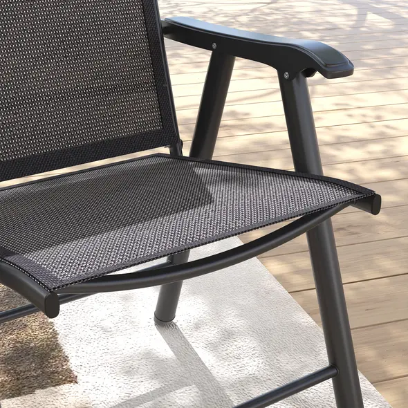 Outsunny Set of Four Folding Garden Chairs - Charcoal Grey - 8