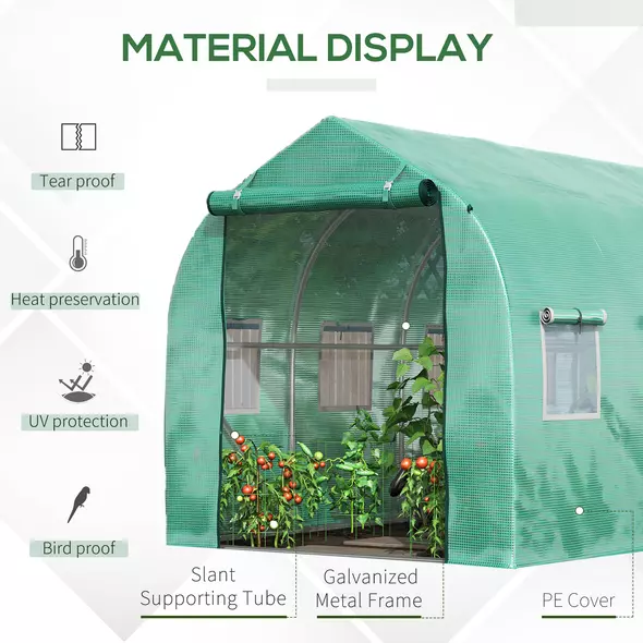 Outsunny Polytunnel Greenhouse with Windows and Door, Walk in Greenhouse for Garden, Backyard (4 x 2 M) - 4
